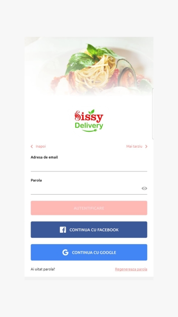 Sissy Delivery - Aplicatie mobile Android si iOS tip agregator pentru restaurante cu livrare la domiciliu